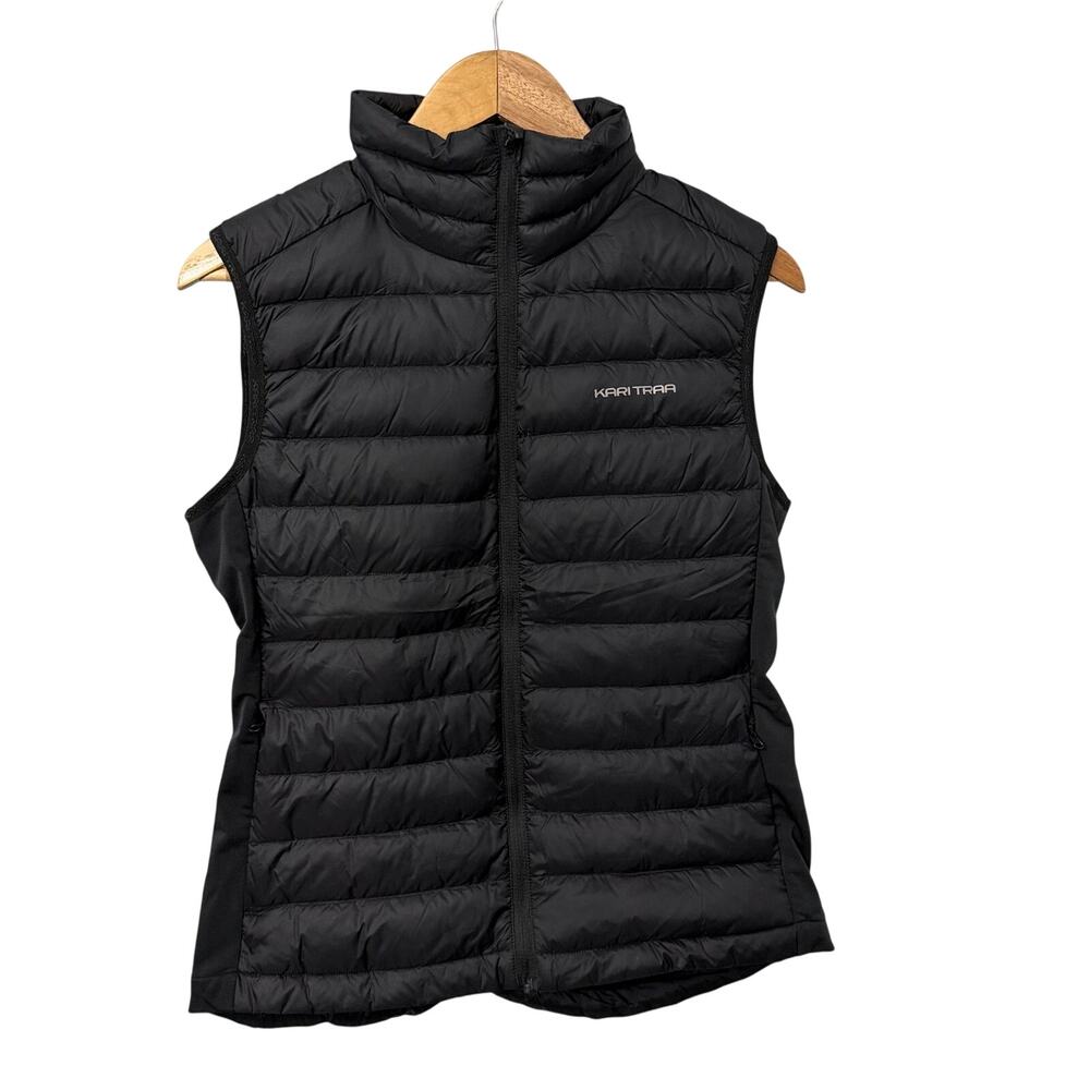 Kari Traa Down Vest Womens Medium Black Quilted Puffer Lightweight Full Zip